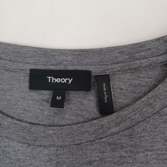 Theory Draped Long Sleeve Tee Size M Women Minimalist Pima Cotton Asymmetrical - Picture 7 of 11